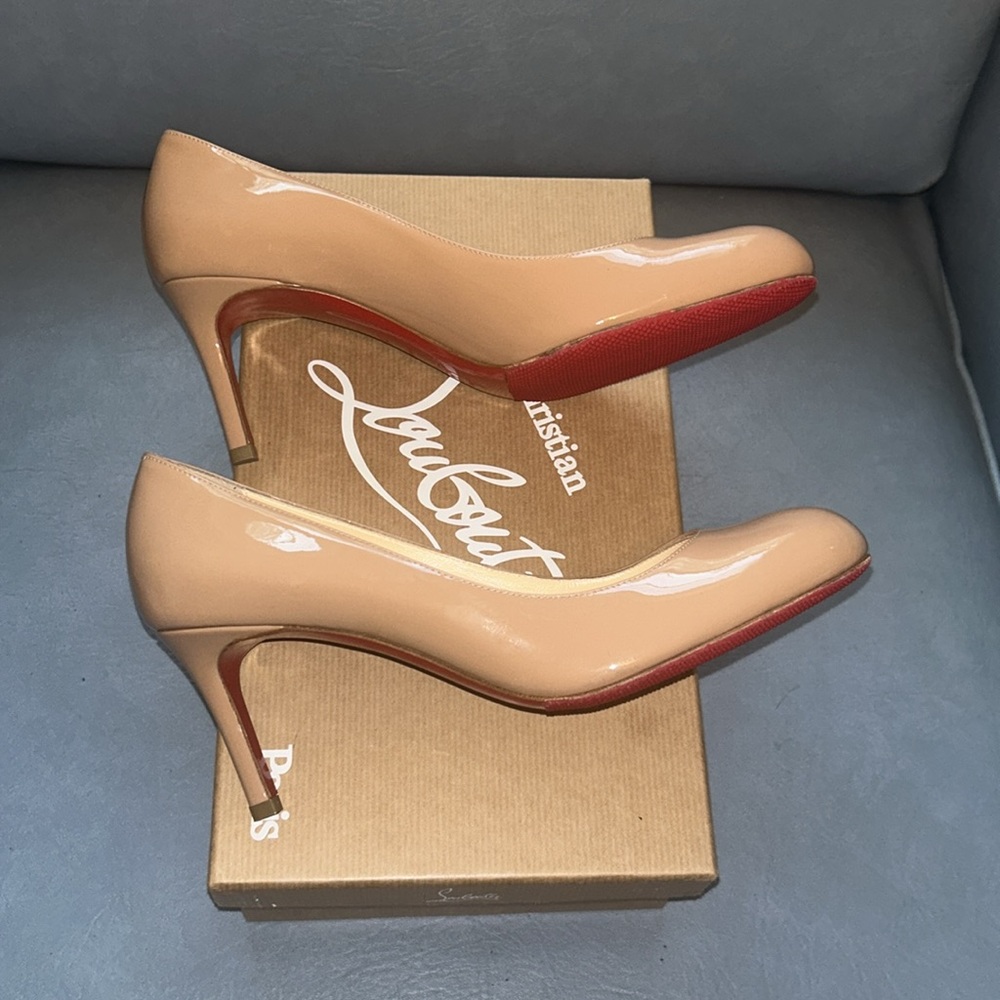 “REASONABLE OFFERS” CHRISTIAN LOUBOUTIN” Simple Pump 70 Patent Calf-Nude 6248 👠 - Picture 3 of 11